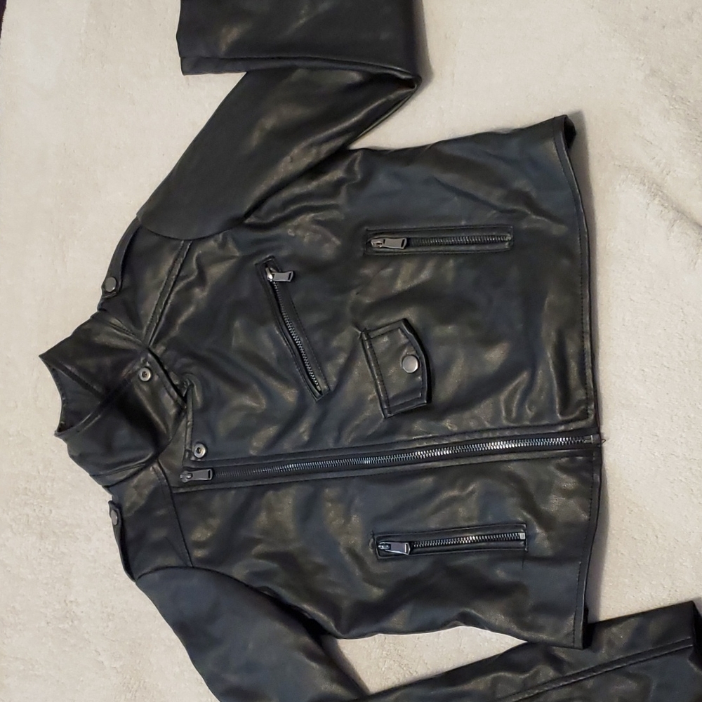 Beverly Hills Polo Club Womens  Black Jacket Faux Leather Zip